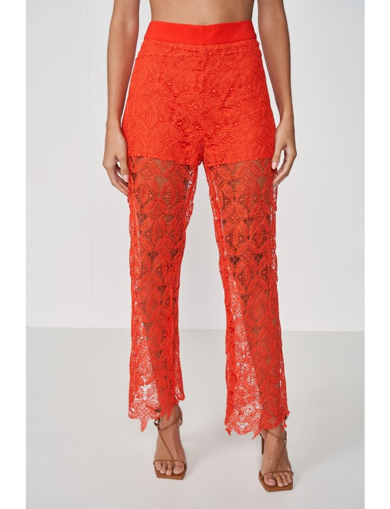 PANTALONA RETA RENDADA CÓS ALTO