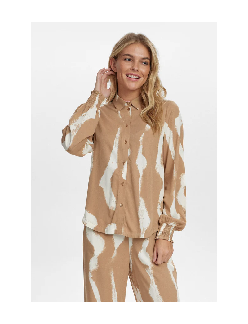 CAMISA ESTELLE ESTAMPA MALHADA CAPPUCCINO