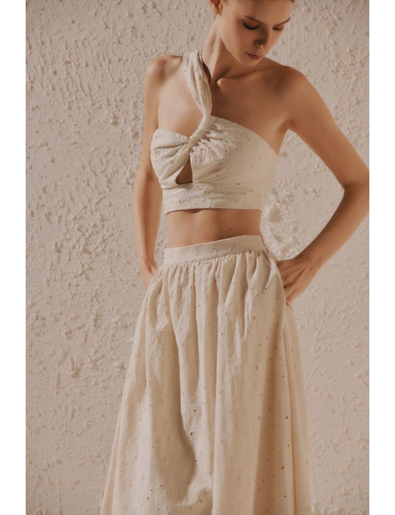 TOP BORDADO INGLES UM OMBRO