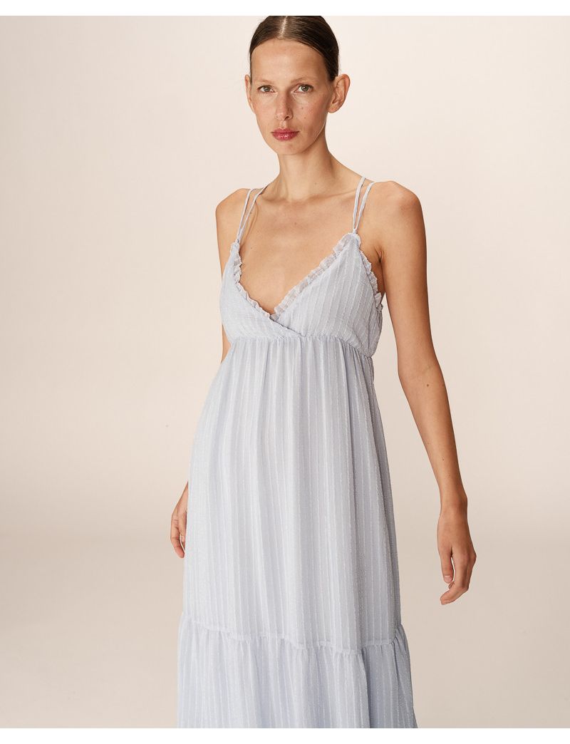 VESTIDO LONGO ALÇAS COM BABADOS