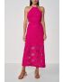 VESTIDO LONGO CROCHET FUXIA