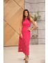 VESTIDO LONGO CROCHET FUXIA