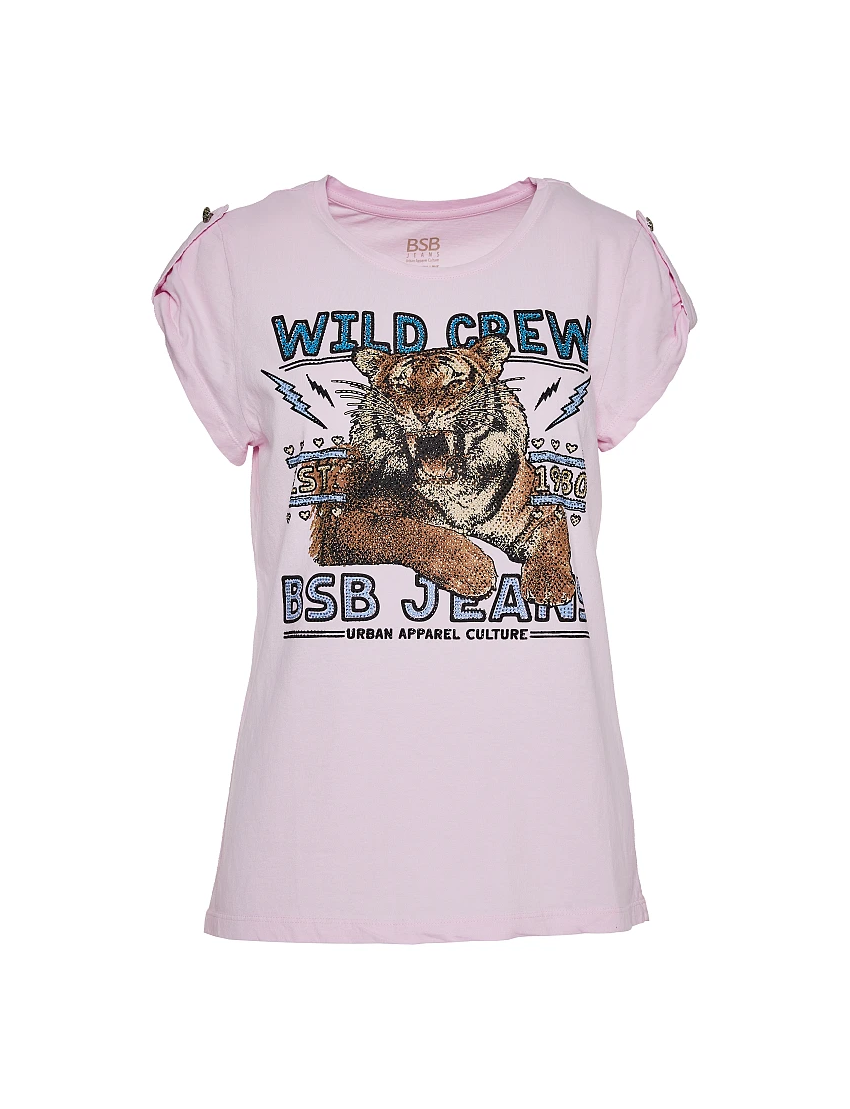 TSHIRT COM ESTAMPA E STRASS ROCKER