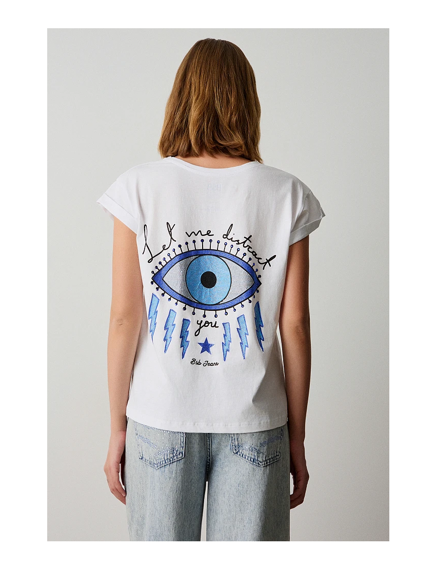 TSHIRT BRANCA PRINT OLHO GREGO 