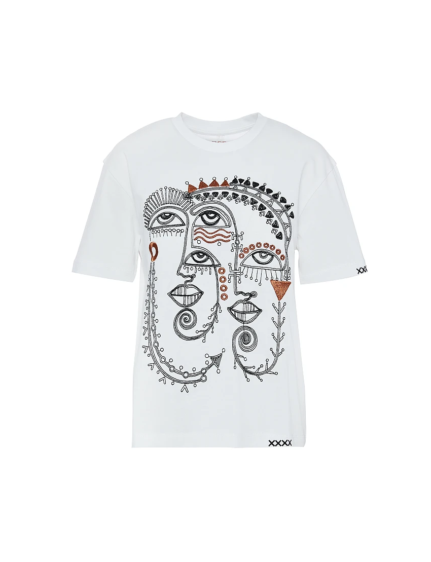 TSHIRT COM ESTAMPA GREGA BORDADA 