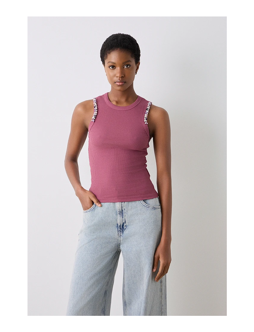 TOP SINGLETE CANELADO COM PEDRARIAS