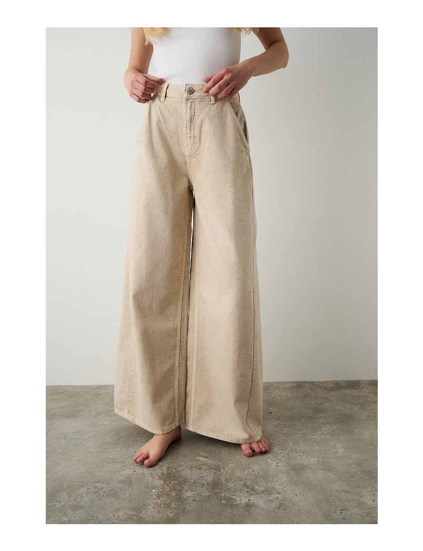 JEANS SUPER WIDE LEG NATURAL TOQUE RELEVO