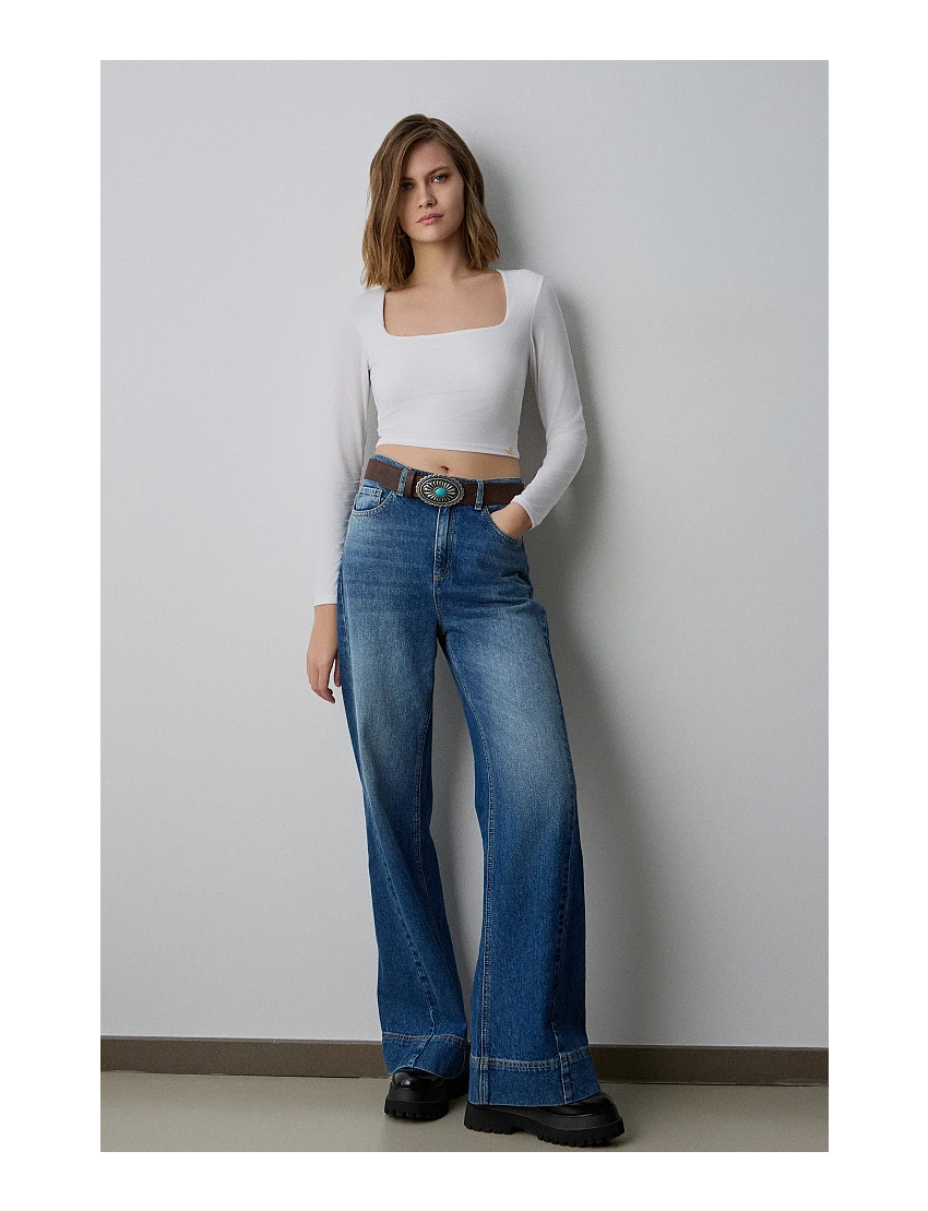 JEANS WIDE LEG DENIM LAVADO