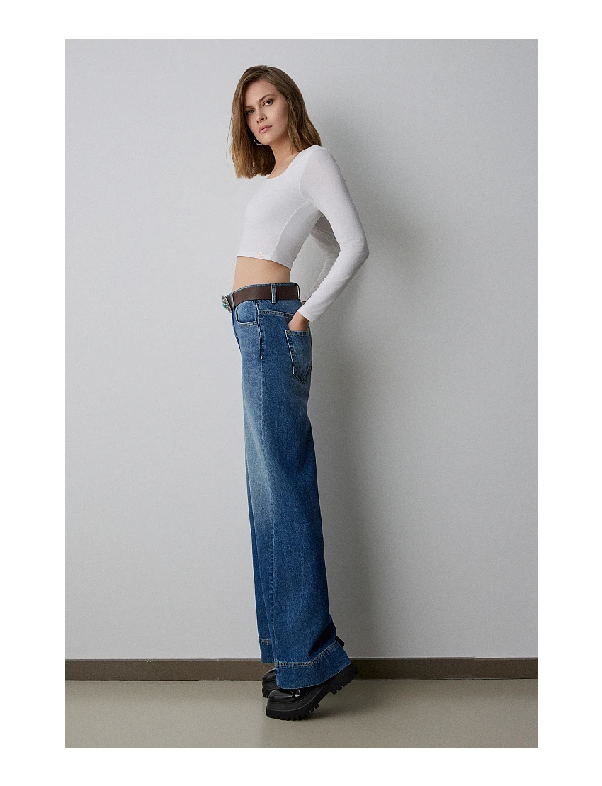 JEANS WIDE LEG DENIM LAVADO