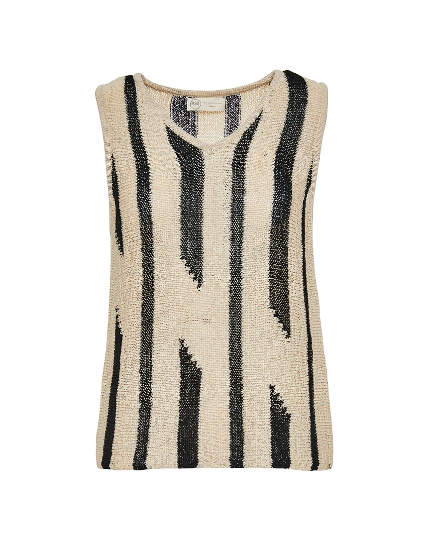 TOP MALHA RISCA VERTICAL NATURAL