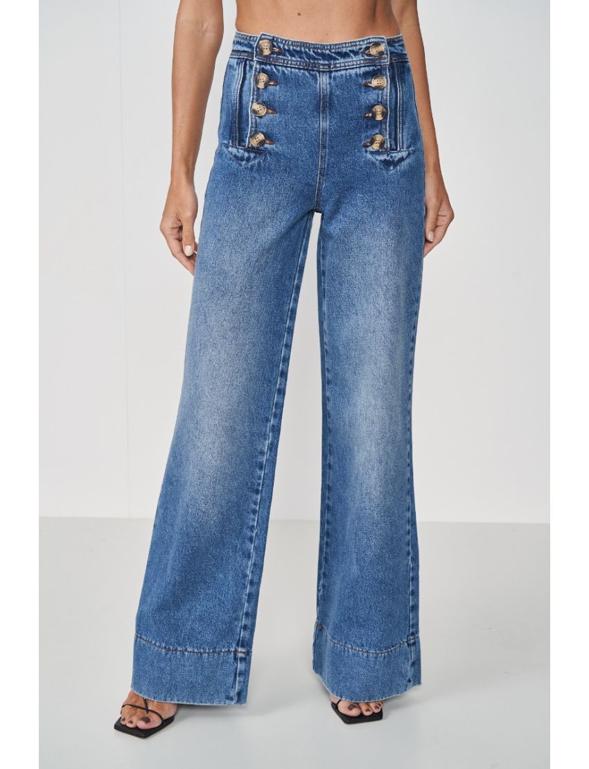 JEANS HIGH WAIST 70´S COM BOTÕES
