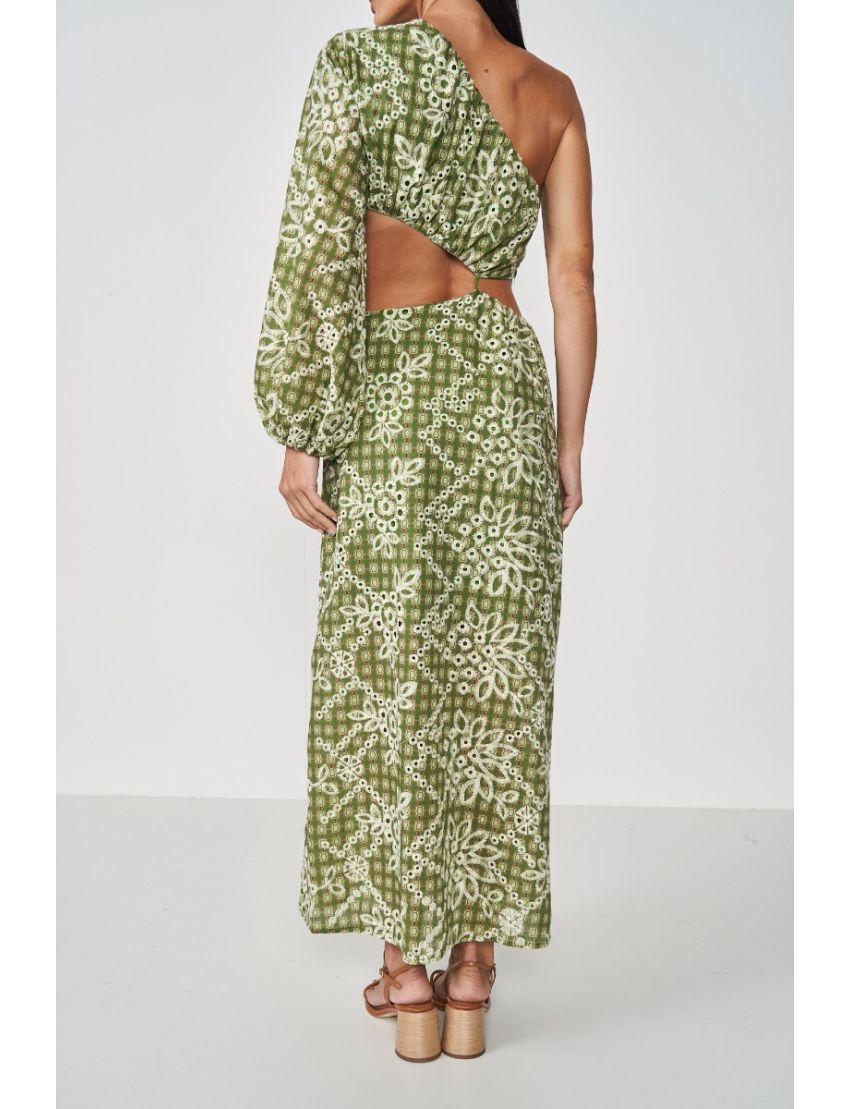 VESTIDO LONGO BORDADO UM OMBRO