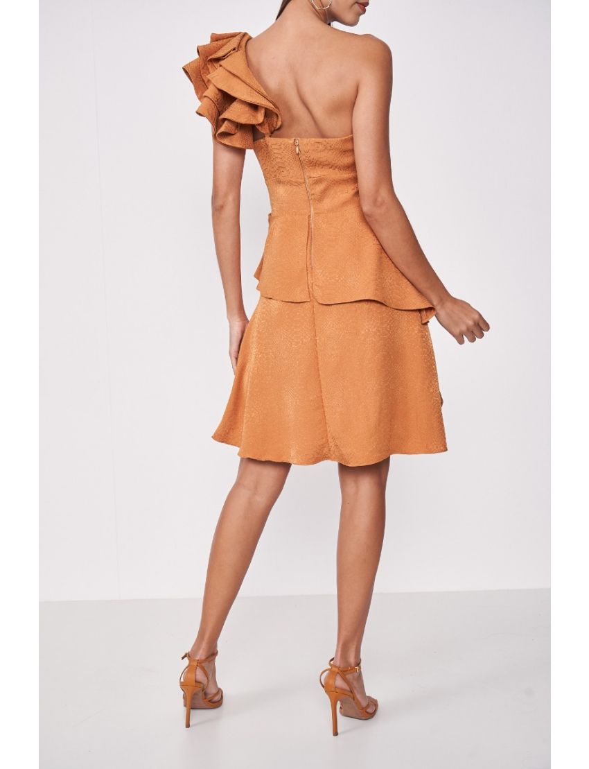 VESTIDO CURTO ESTAMPA SNAKE FLOR OMBRO