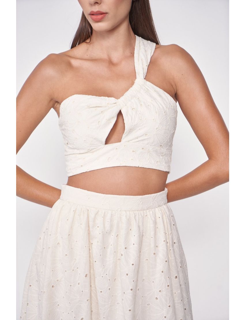 TOP BORDADO INGLES UM OMBRO