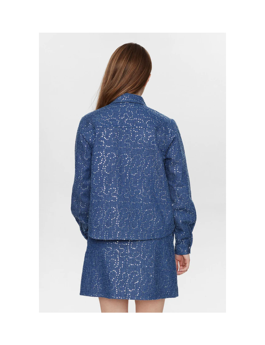 OVERSHIRT DENIM COM LANTEJOULAS NUJOURNEY