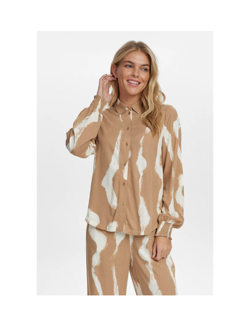 CAMISA ESTELLE ESTAMPA MALHADA CAPPUCCINO