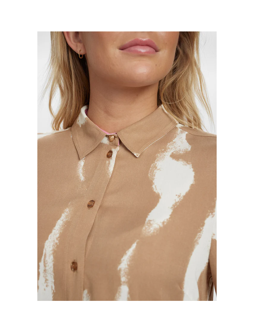 CAMISA ESTELLE ESTAMPA MALHADA CAPPUCCINO