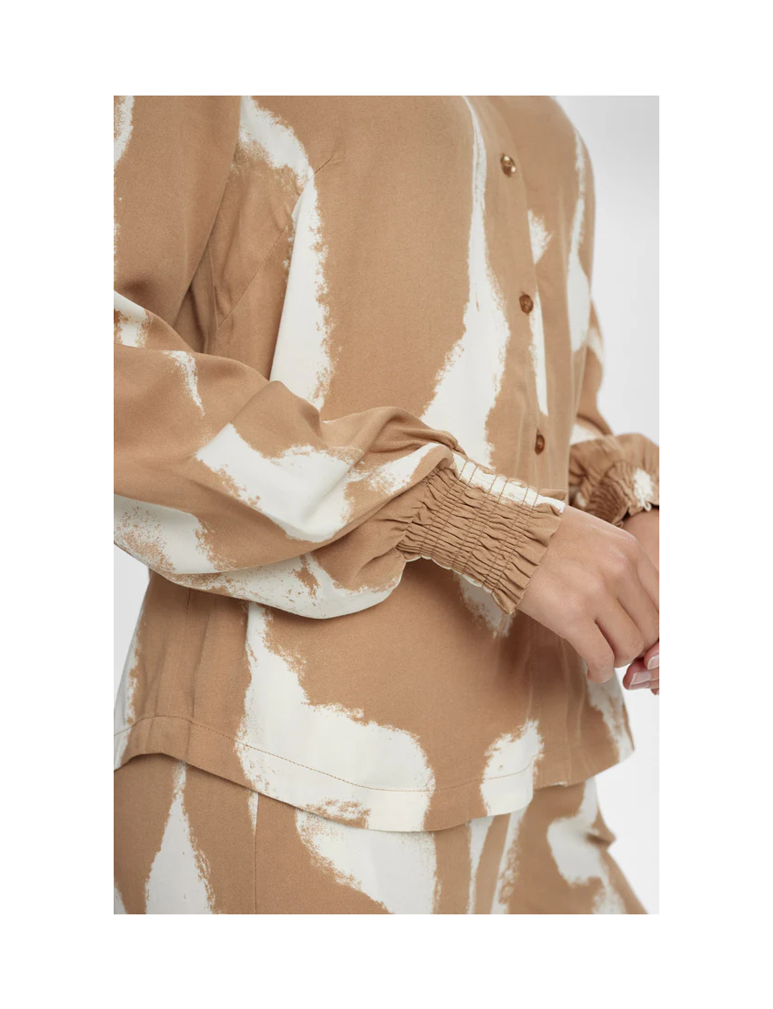 CAMISA ESTELLE ESTAMPA MALHADA CAPPUCCINO