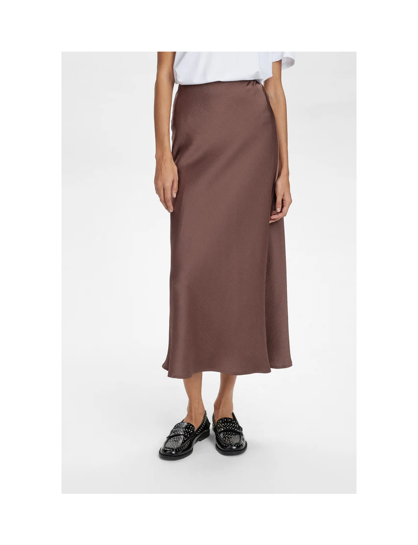 SAIA MIDI IVORY ACETINADA CHOCOLATE