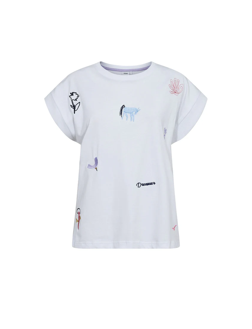 TSHIRT BRANCA BORDADOS CRIATIVE DEBORA