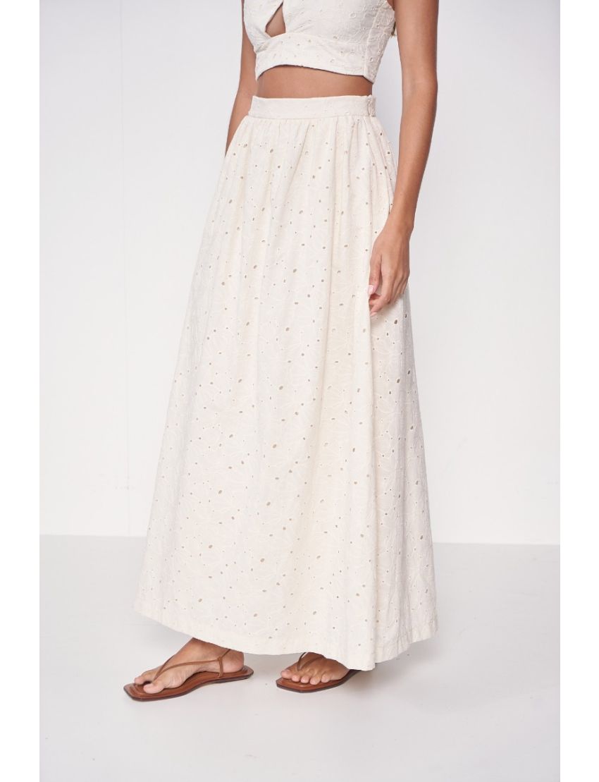 SAIA LONGA RODADA BORDADO INGLÊS