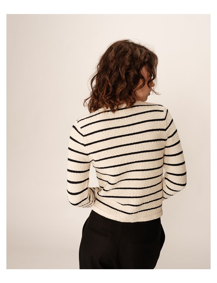 CARDIGAN MALHA RISCAS NAVY