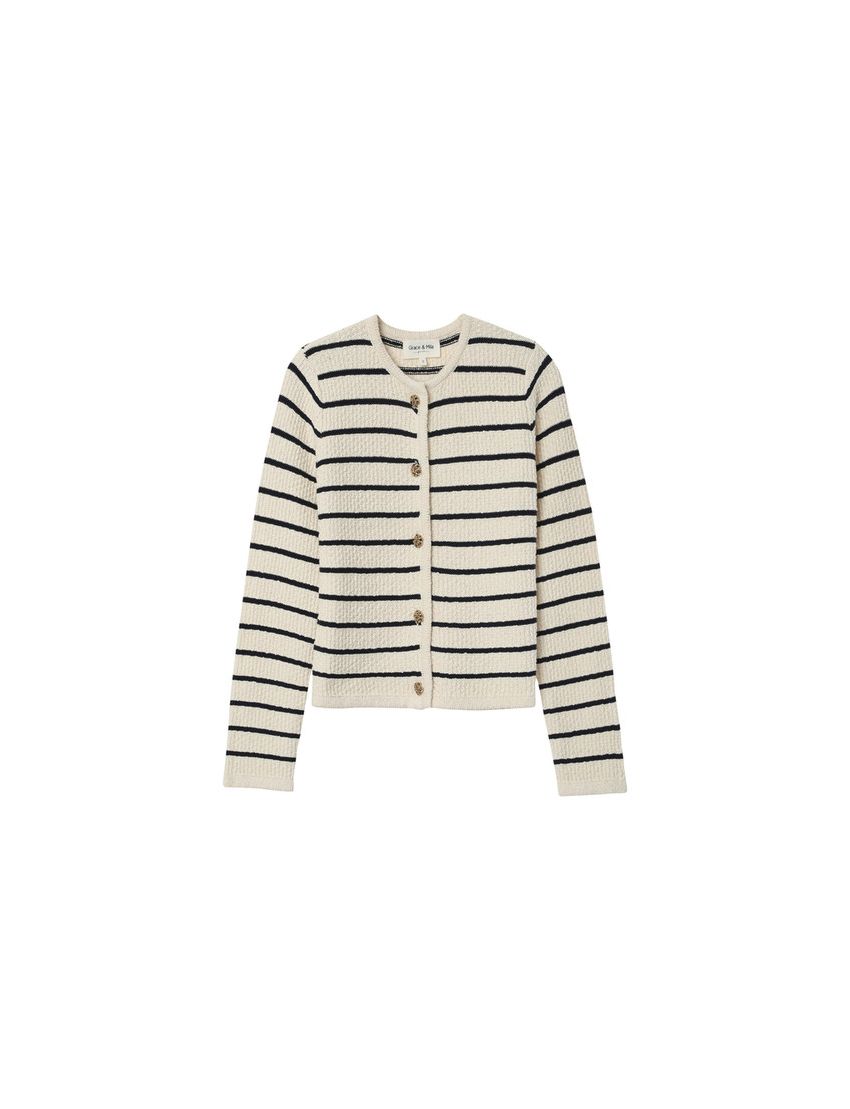 CARDIGAN MALHA RISCAS NAVY