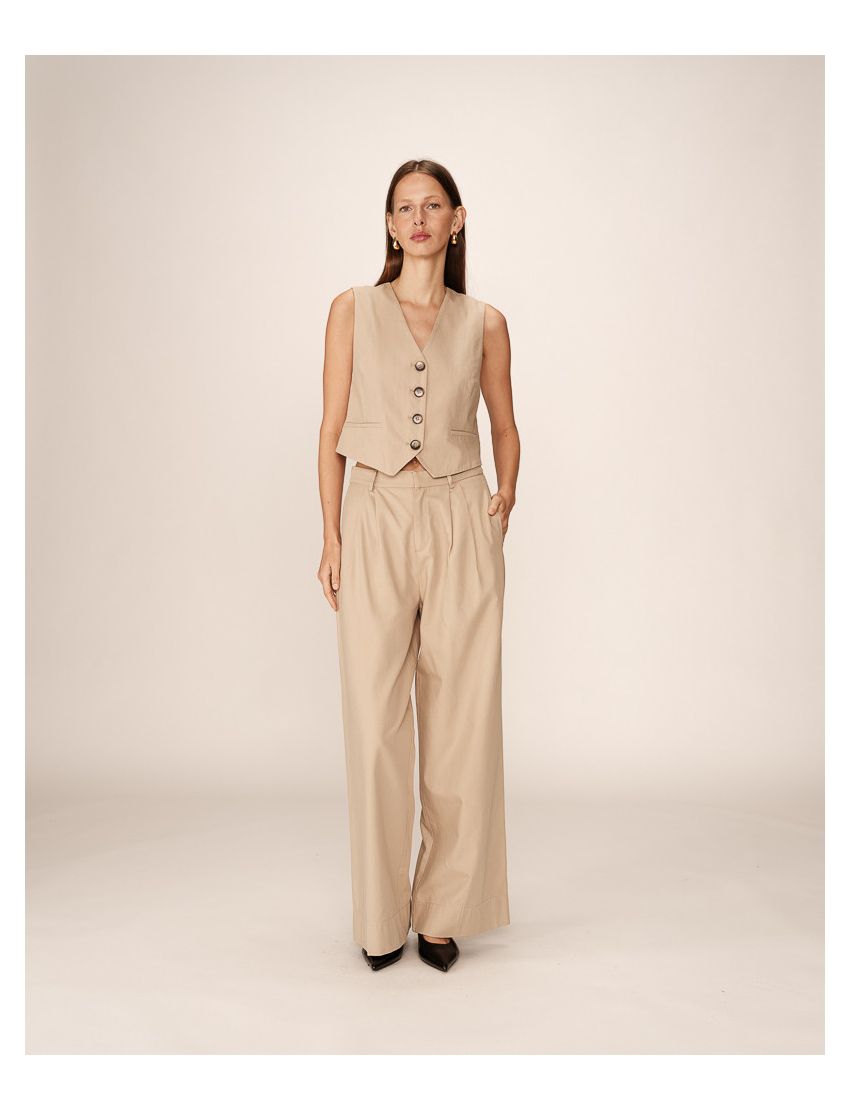 COLETE DE ALFAIATARIA TAUPE CLARO