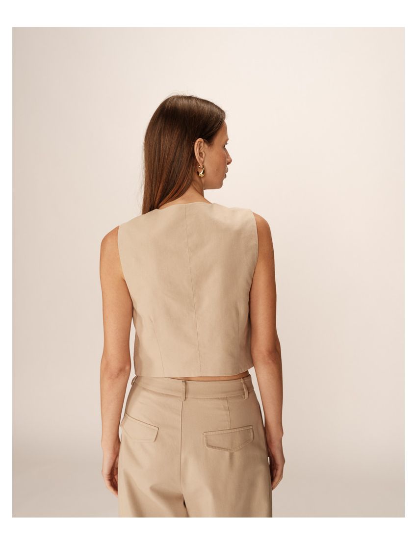 COLETE DE ALFAIATARIA TAUPE CLARO