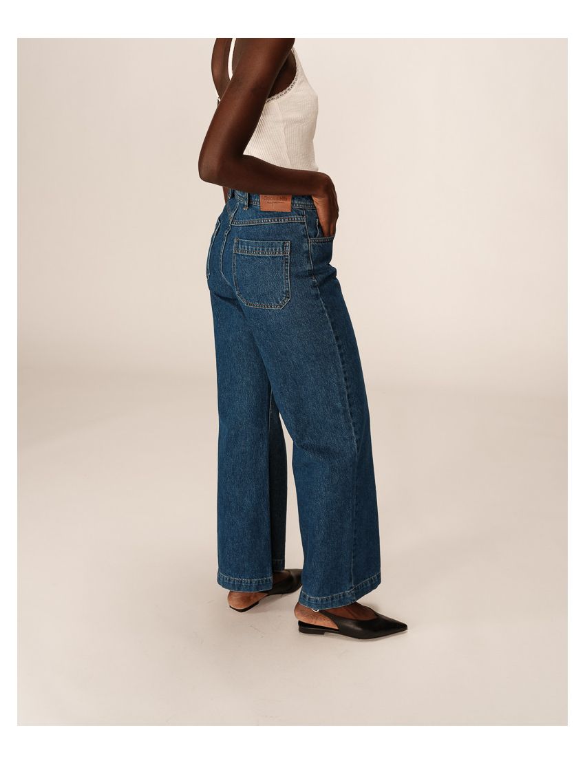 WIDE LEG JEANS DENIM ESCURO