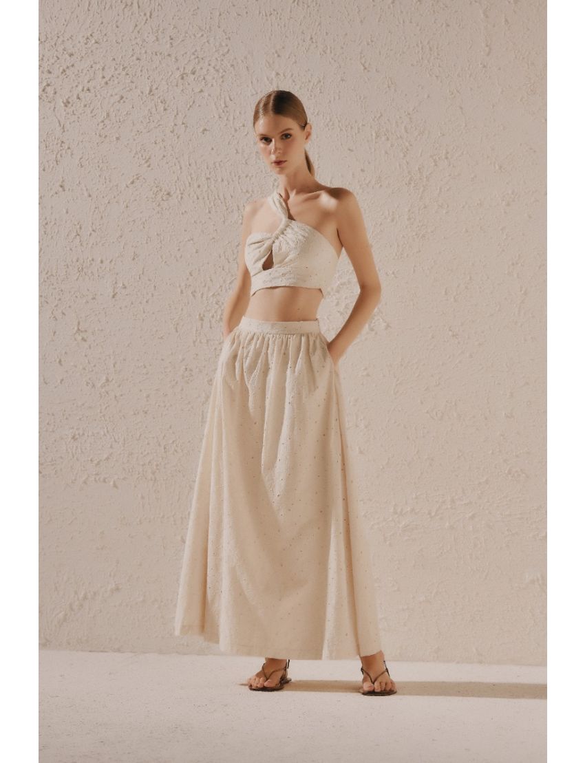 SAIA LONGA RODADA BORDADO INGLÊS