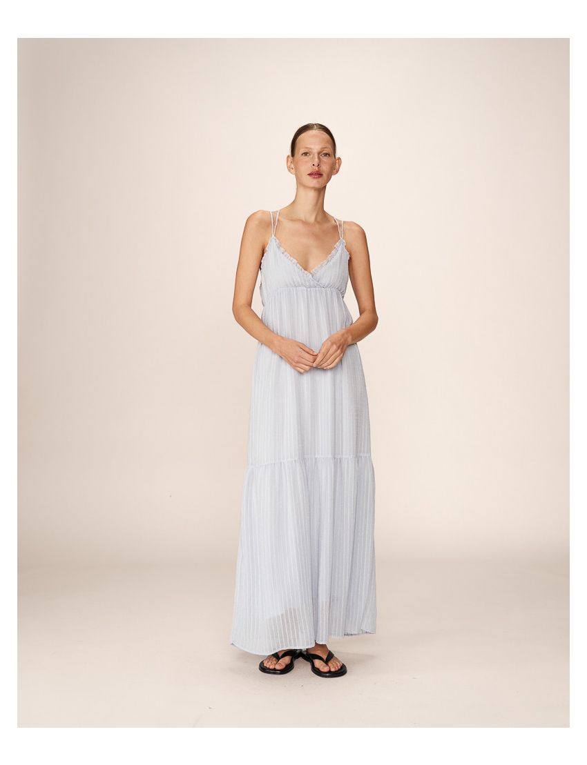 VESTIDO LONGO ALÇAS COM BABADOS