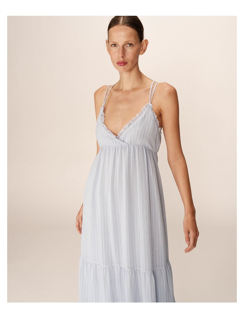 VESTIDO LONGO ALÇAS COM BABADOS