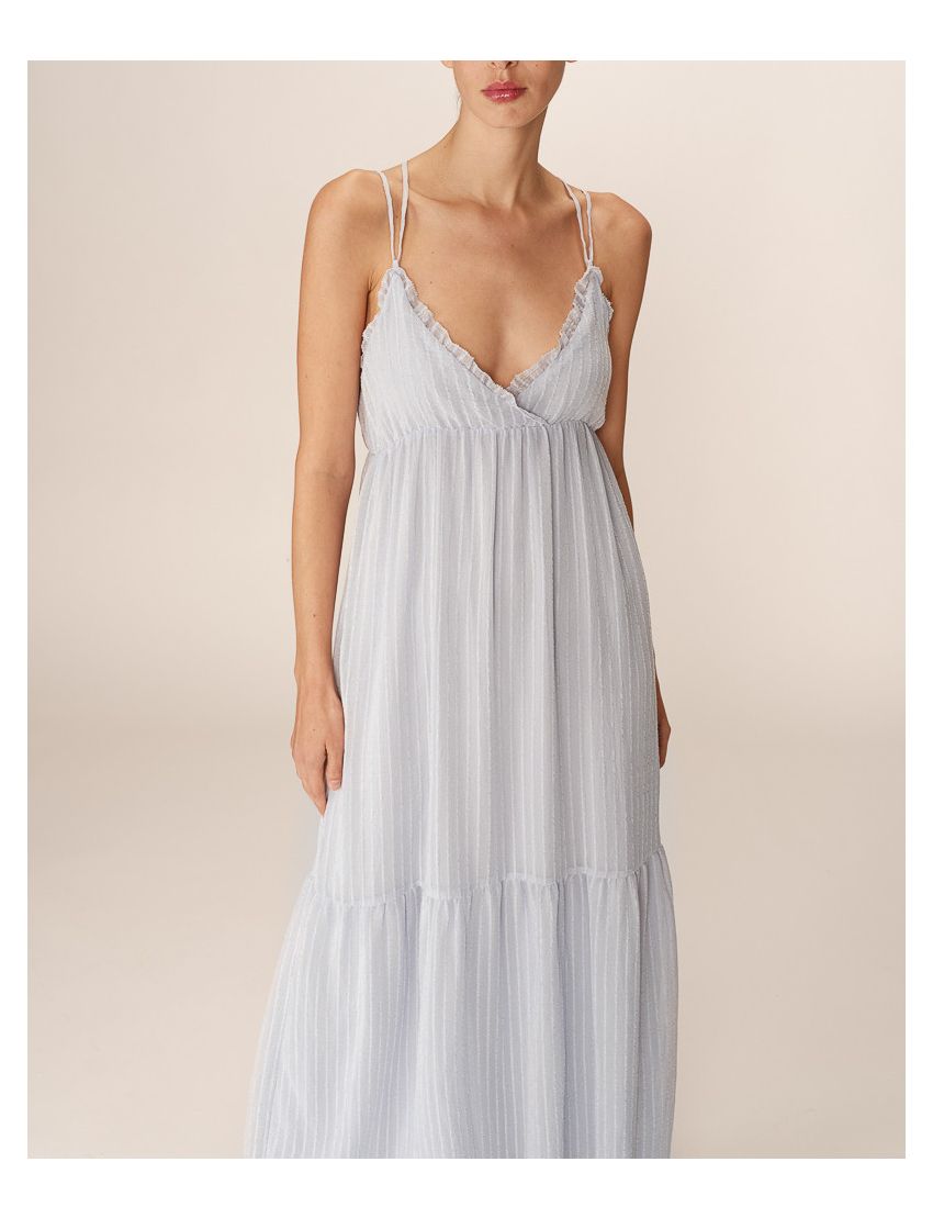 VESTIDO LONGO ALÇAS COM BABADOS