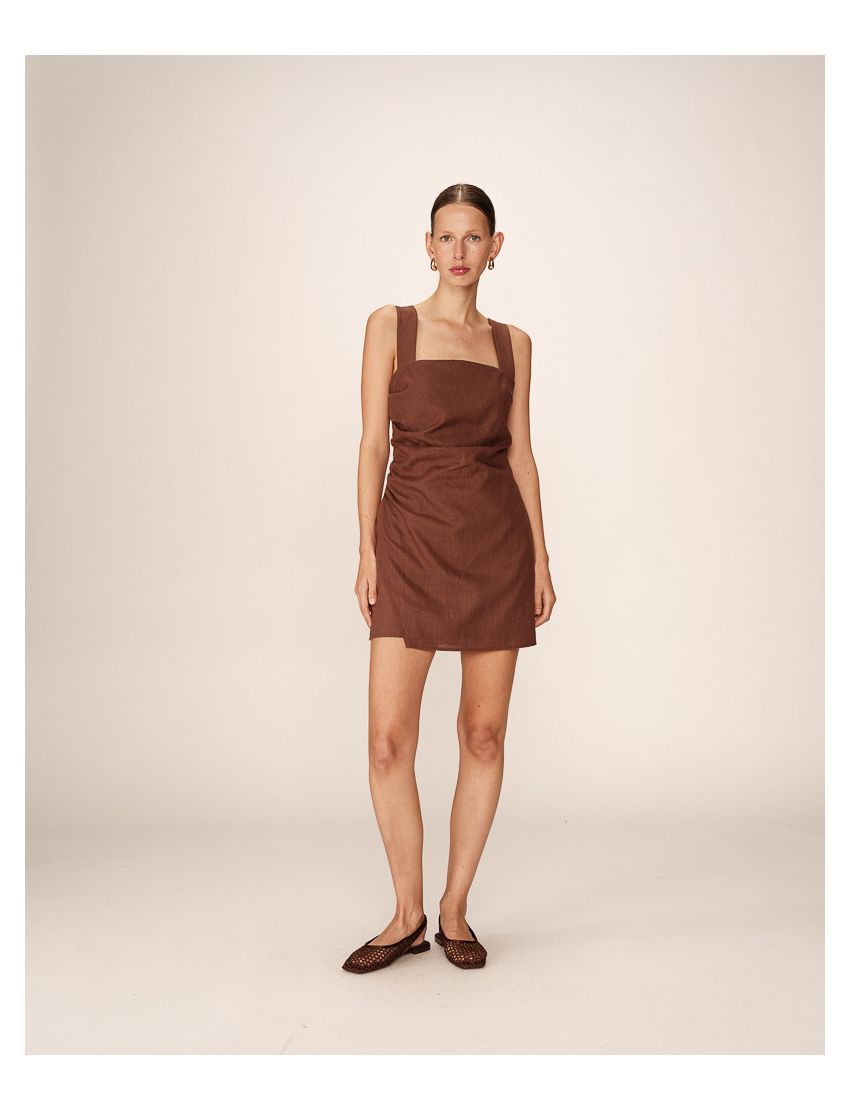 VESTIDO CURTO ALINHADO DRAPEADO