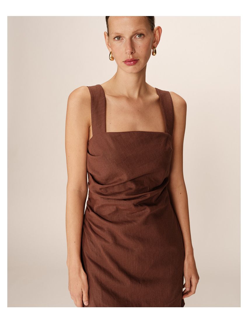 VESTIDO CURTO ALINHADO DRAPEADO