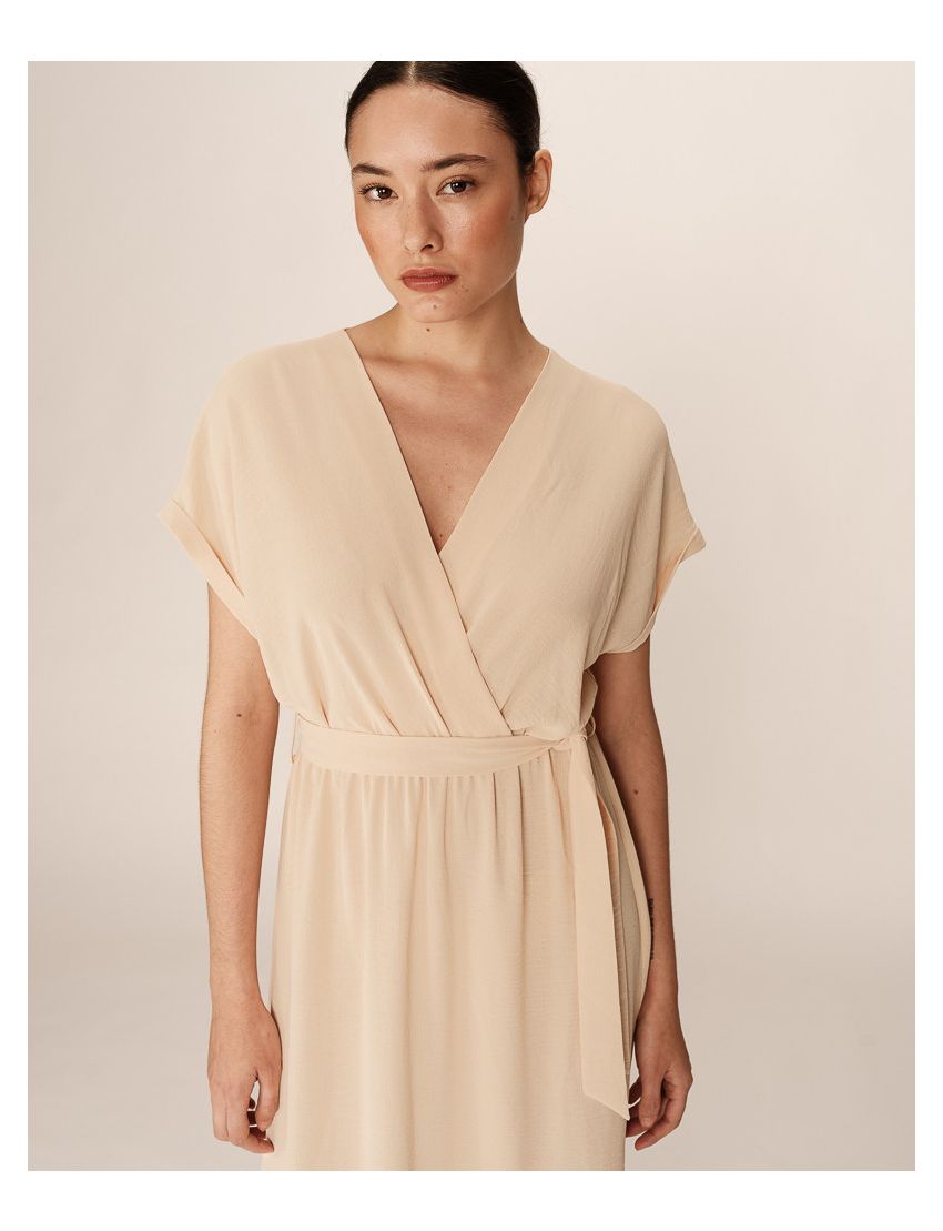 VESTIDO LONGO FLUIDO DECOTE V CRUZADO