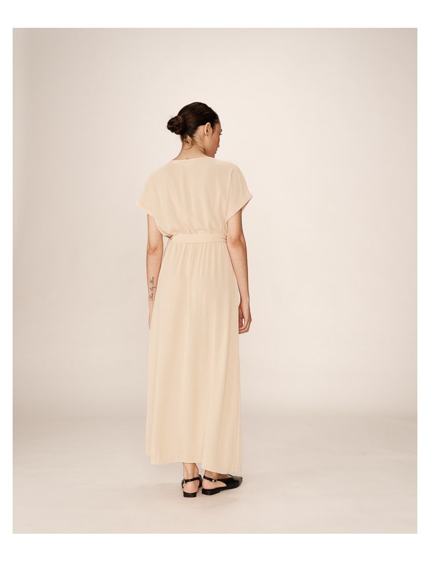 VESTIDO LONGO FLUIDO DECOTE V CRUZADO