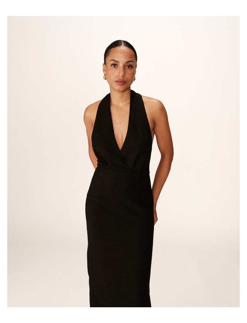 VESTIDO MIDI SEM COSTAS E LAÇADA NO PESCOÇO