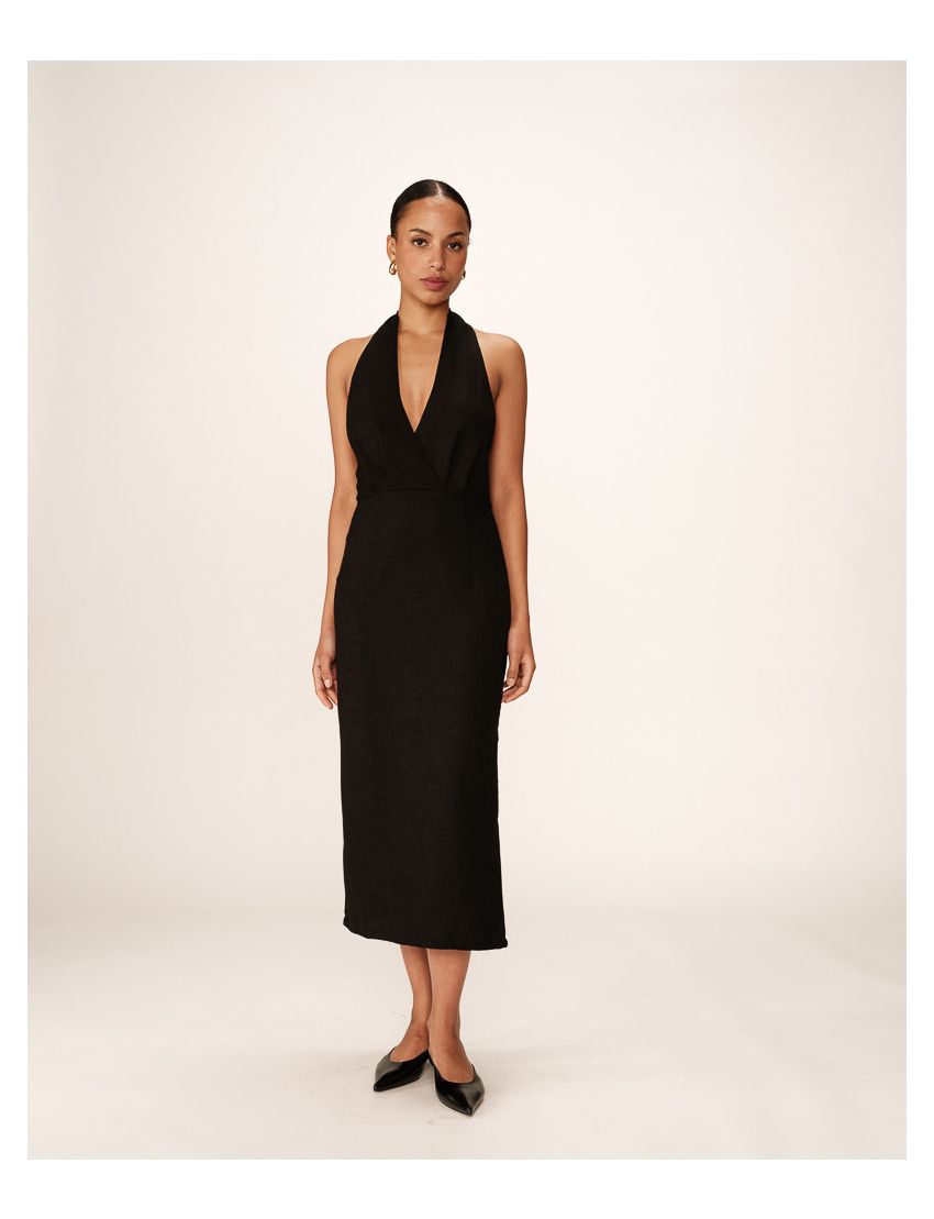 VESTIDO MIDI SEM COSTAS E LAÇADA NO PESCOÇO