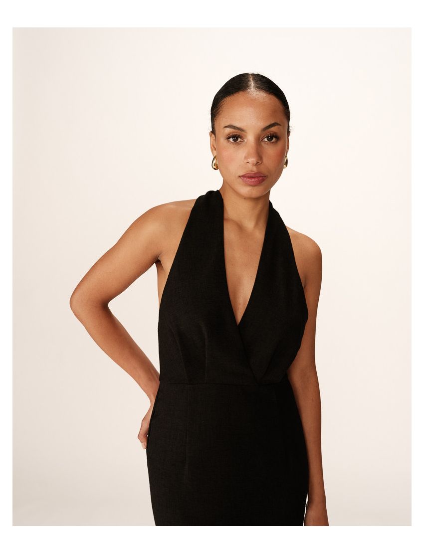 VESTIDO MIDI SEM COSTAS E LAÇADA NO PESCOÇO