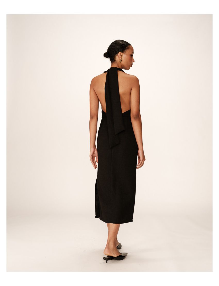 VESTIDO MIDI SEM COSTAS E LAÇADA NO PESCOÇO