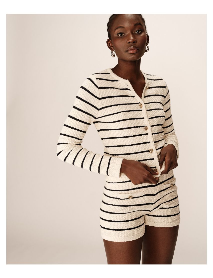 CARDIGAN MALHA RISCAS NAVY