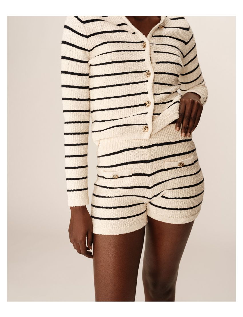 CARDIGAN MALHA RISCAS NAVY