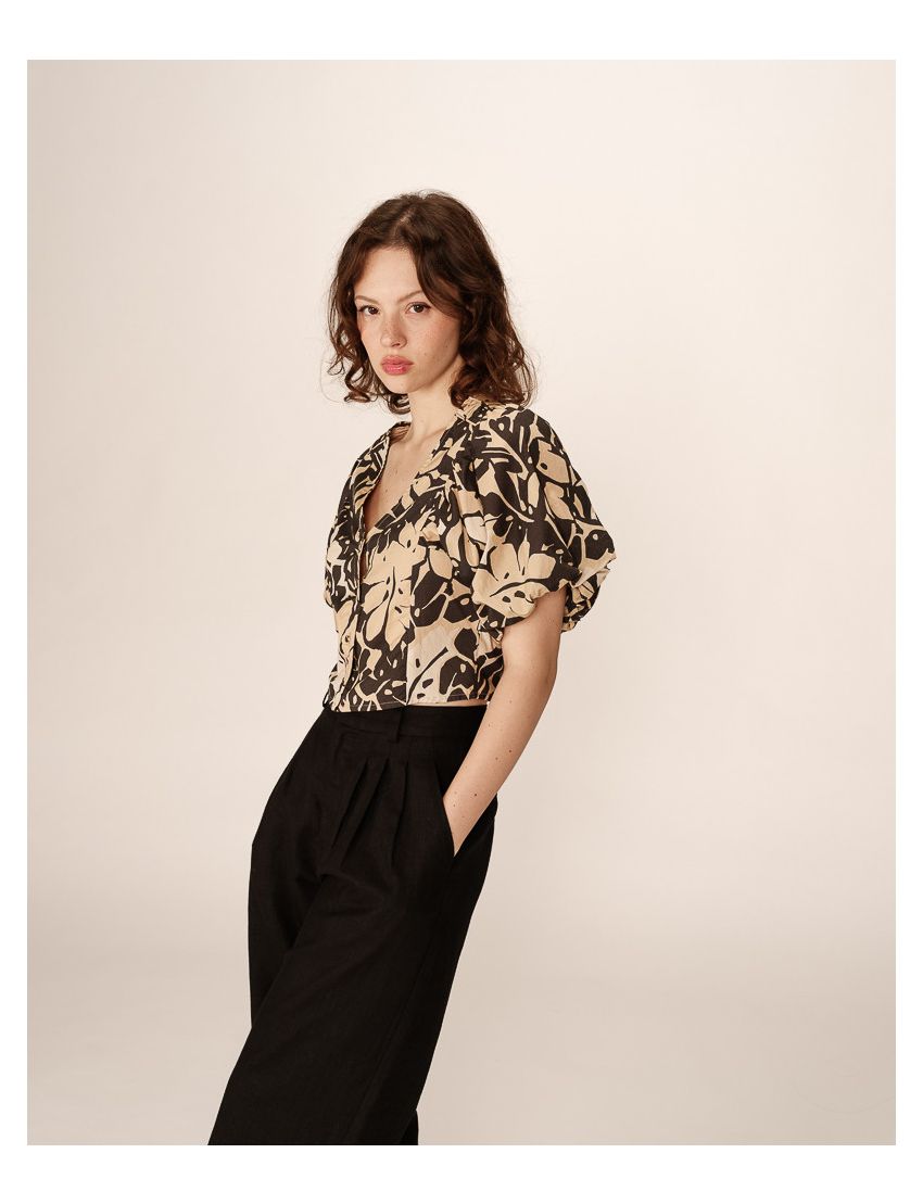 TOP CROPEED ESTAMPA PINE MANGA BALONADA