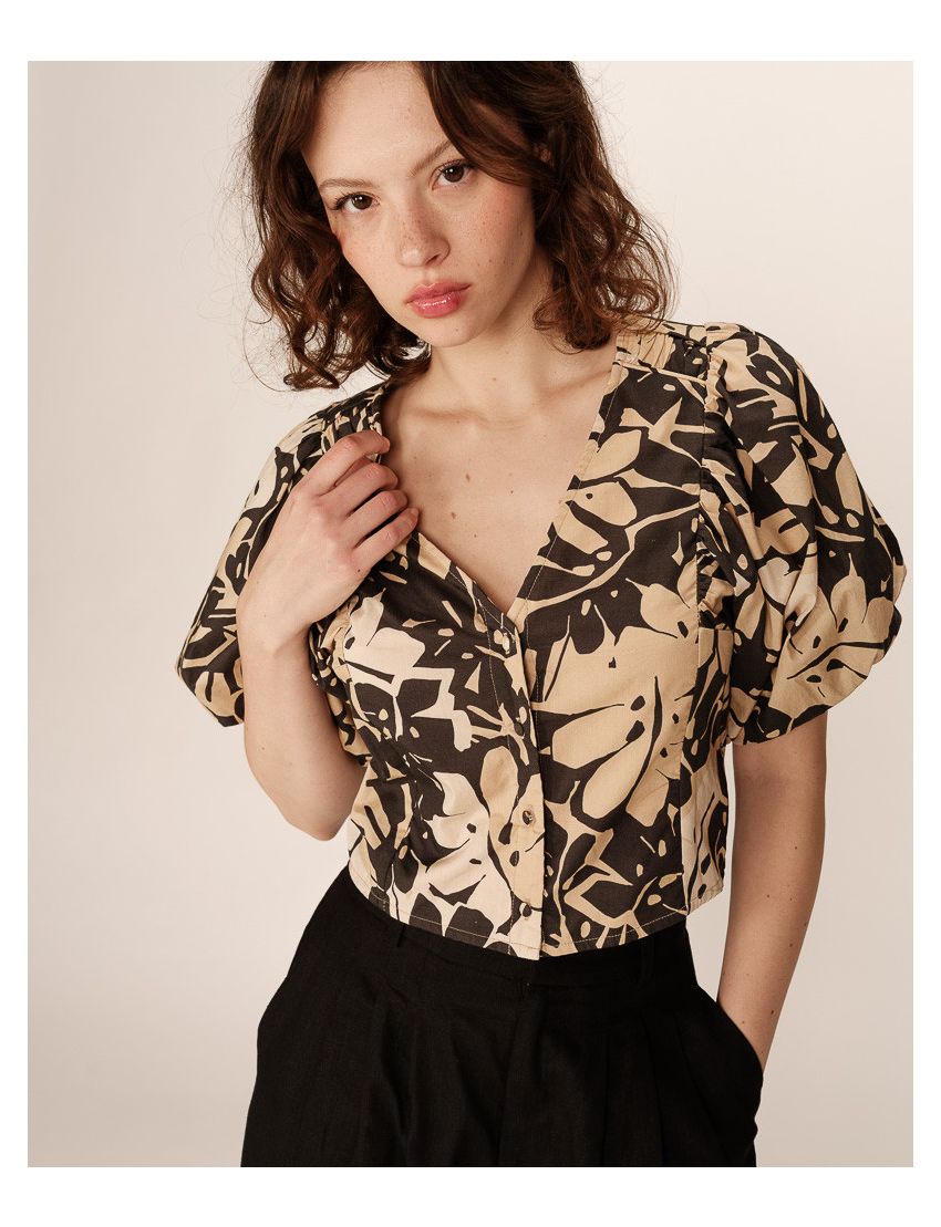 TOP CROPEED ESTAMPA PINE MANGA BALONADA