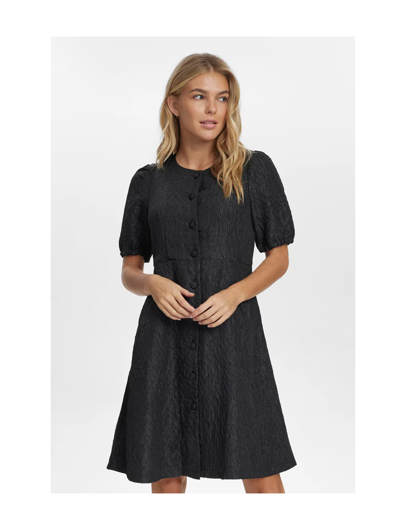 VESTIDO ROMÂNTICO BROCADO MANGA BALONADA DANIELLE