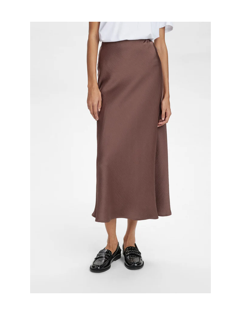 SAIA MIDI IVORY ACETINADA CHOCOLATE