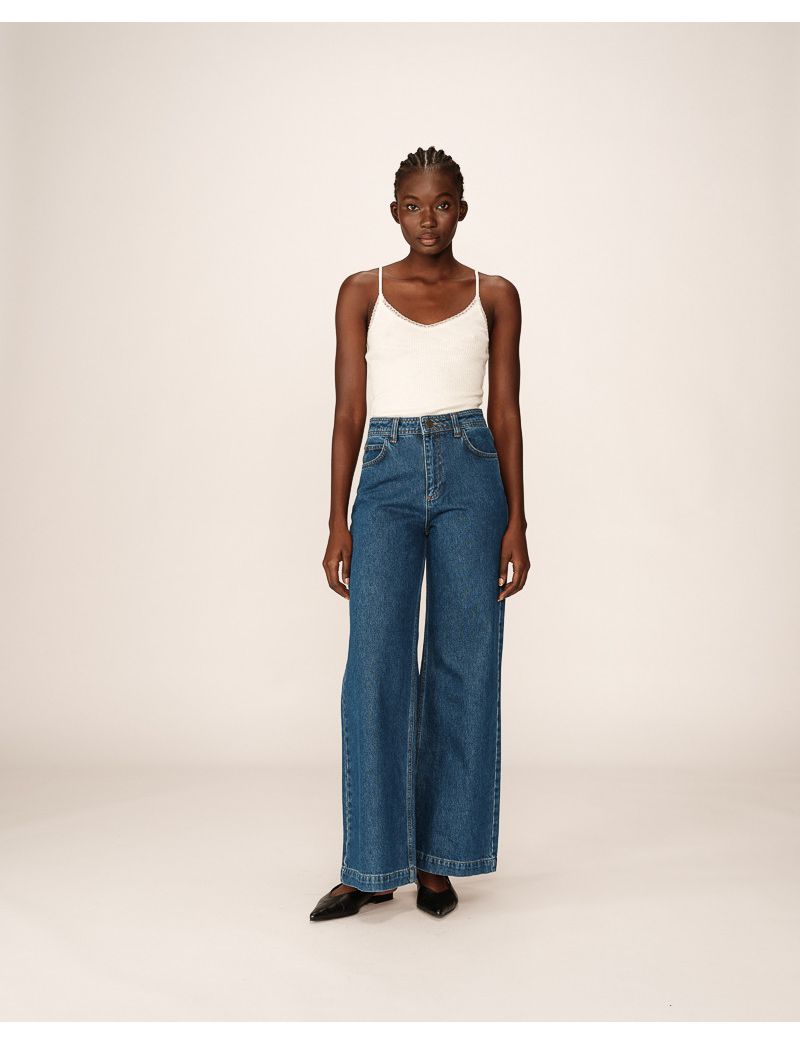 WIDE LEG JEANS DENIM ESCURO