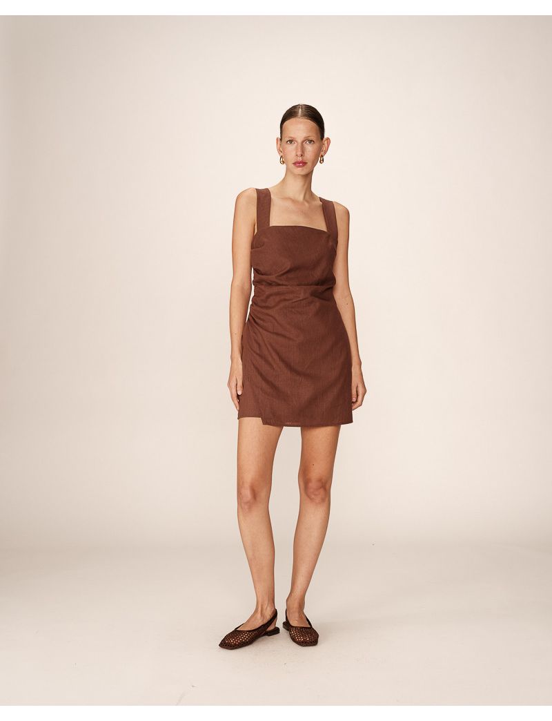 VESTIDO CURTO ALINHADO DRAPEADO